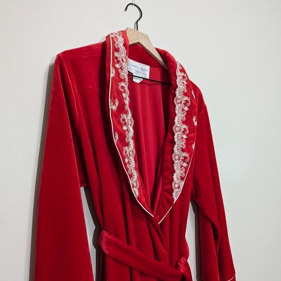 VTG Cinema Etoile size L red crushed velvet robe old cinema, movie star, luxury - Picture 3 of 9